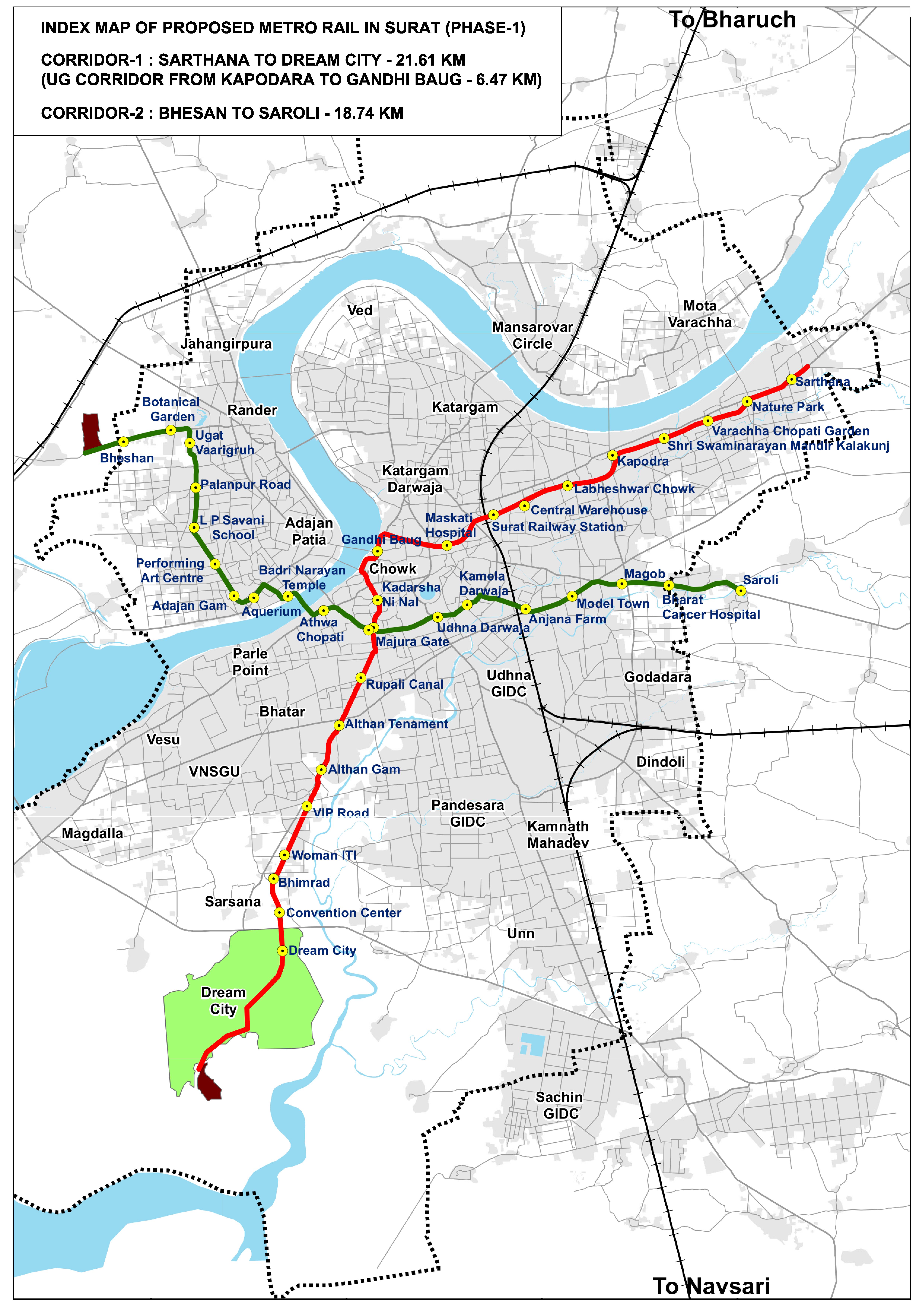 Surat Railway Station Map Projects Under Planning/Tendering : Surat Municipal Corporation